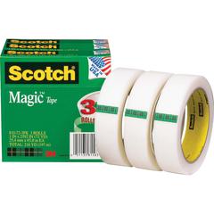 Scotch Magic Tape - 72 yd Length x 1" Width - 3" Core - Matte - Clear - For Mending, Splicing - 3 / Pack