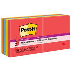 Post-it&reg; Super Sticky Dispenser Notes - Playful Primaries Color Collection - 900 - 3" x 3" - Square - 90 Sheets per Pad - Unruled - Candy Apple Red, Blue Paradise, Sunnyside - Paper - Self-adhesiv