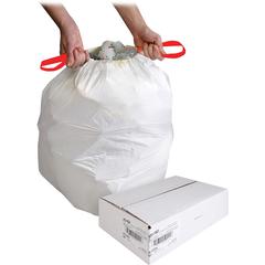 Genuine Joe Flexible Drawstring Trash Can Liners - Small Size - 13 gal Capacity - 25.13" Length x 24" Width x 0.90 mil (23 Micron) Thickness - Low Density - Drawstring Closure - White - Resin - 60/Box