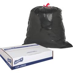 Genuine Joe Flexible Drawstring Trash Can Liners - Medium Size - 30 gal Capacity - 32" Length x 30" Width x 1.05 mil (27 Micron) Thickness - Low Density - Drawstring Closure - Black - Resin - No - 42/