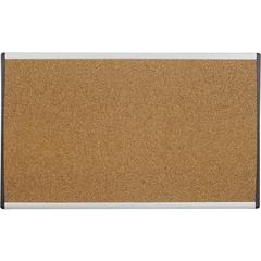 Quartet Arc Cubicle Bulletin Board - 18" Height x 30" Width - Brown Natural Cork Surface - Durable, Self-healing - Silver Aluminum Frame - 1 Each