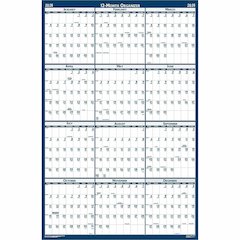 House of Doolittle Dated 66" Laminated Wall Planner - Julian Dates - Yearly - 12 Month - January 2026 to December 2026 - 66" x 33" Sheet Size - 2" x 2.25" Block - Blue, Gray - Paper - 1 Each