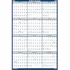House of Doolittle Write-on Laminated Wall Planner - Professional - Julian Dates - Yearly - 12 Month - January 2026 to December 2026 - 18" x 24" Sheet Size - 0.75" x 1" Block - Blue, Gray - Paper - 18