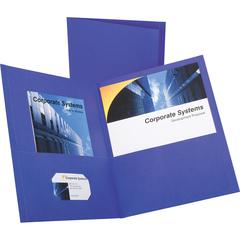 Oxford Letter Recycled Pocket Folder - 8 1/2" x 11" - 100 Sheets Capacity - 2 Inside Front & Back Pocket - Leatherette - Purple - Turned Edge - 10% Recycled - 25 / Box