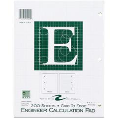 Roaring Spring 5x5 Grid Engineering Pad - 200 Sheets - 400 Pages - Printed - Glued - Back Ruling Surface - 3 Hole(s) - 15 lb Basis Weight - 56 g/m² Grammage - 11" x 8 1/2" - 0.66" x 8.5" x 11" - 