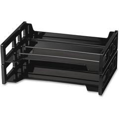 Officemate Side-Loading Desk Trays, 2PK - 2.8" Height x 13.2" Width x 9" DepthDesktop - Stackable, Durable - Black - Plastic - 2 / Pack