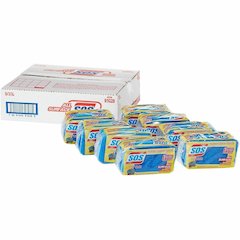 S.O.S All-Surface Scrubber Sponge - 5.3" Height x 3" Width x 0.9" Depth - 3/Pack - 8 / Carton - Cellulose - Blue