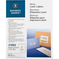 Business Source Bright White Premium-quality Address Labels - 3 1/3" Width x 4" Length - Permanent Adhesive - Rectangle - Laser, Inkjet - White - 6 / Sheet - 100 Total Sheets - 600 / Pack