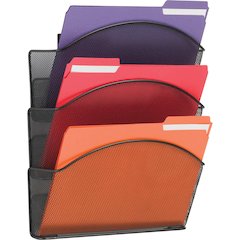 Safco Onyx Mesh Wall Pockets - 17.25" Height x 12" Width x 3.25" Depth - Powder Coated - Black - Steel - 1 Each