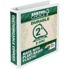 Samsill Earth's Choice Plant-based Durable View Binder - 2" Binder Capacity - Letter - 8 1/2" x 11" Sheet Size - 475 Sheet Capacity - D-Ring Fastener(s) - 2 Pocket(s) - Plastic, Chipboard - White - 1.