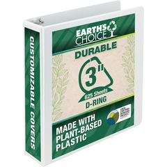Samsill Earth's Choice Plant-Based 3 Inch 3 Ring View Binder - White - 3" Binder Capacity - Letter - 8 1/2" x 11" Sheet Size - 625 Sheet Capacity - D-Ring Fastener(s) - 2 Pocket(s) - Plastic, Chipboar