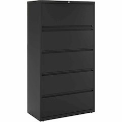 Lorell Fortress Series Lateral File w/Roll-out Posting Shelf - 36" x 18.6" x 67.7" - 5 x Drawer(s) for File - Letter, Legal, A4 - Lateral - Rust Proof, Interlocking, Leveling Glide, Ball-bearing Suspe