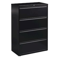Lorell Fortress Series Lateral File - 36" x 18.6" x 52.5" - 4 x Drawer(s) for File - Letter, Legal, A4 - Lateral - Ball-bearing Suspension, Leveling Glide, Label Holder, Interlocking - Black - Steel -