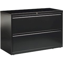 Lorell Fortress Series Lateral File - 42" x 18.6" x 28.1" - 2 x Drawer(s) for File - Letter, Legal, A4 - Lateral - Interlocking, Leveling Glide, Ball-bearing Suspension, Label Holder - Black - Recycle