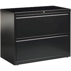 Lorell Fortress Series Lateral File - 36" x 18.6" x 28.1" - 2 x Drawer(s) for File - Letter, Legal, A4 - Lateral - Leveling Glide, Label Holder, Ball-bearing Suspension, Interlocking - Black - Steel -