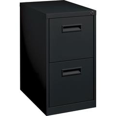 Lorell 22" File/File Mobile File Cabinet with Recessed Pull - 15" Width x 22.9" Depth x 28" Height - 2 x Drawer(s) for File - Letter - Security Lock, Ball-bearing Suspension - Black - Powder Coated - 
