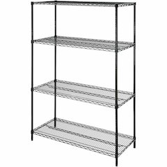 Lorell Industrial Wire Shelving - 48" Width x 24" Depth x 72" Height - 4 x Shelf(ves) - 4000 lb Load Capacity - Black - Steel