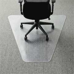 Lorell Corner Workstation Chair Mat for Medium-Pile Carpet - 48" x 60" - Carpeted Floor - 66" Length x 48" Width x 60" Depth x 0.085" Thickness - Lip Size 12" Length x 20" Width - Polycarbonate - Clea