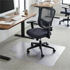 Lorell Lipped Chair Mat for Low-Pile Carpet - 45" x 53" - Carpeted Floor - 53" Length x 45" Width x 53" Depth x 0.086" Thickness - Lip Size 12" Length x 25" Width - Vinyl - Clear - 1 Each