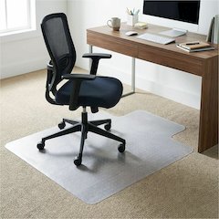 Lorell Plush-pile Wide-Lip Chairmat - Carpeted Floor - 60" Length x 46" Width x 0.173" Thickness - Lip Size 12" Length x 25" Width - Vinyl - Clear - 1Each