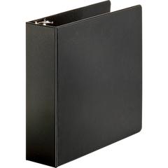Business Source Basic Round-ring Binder - 3" Binder Capacity - Letter - 8 1/2" x 11" Sheet Size - 3 Ring - Fastener: Round Ring - Pocket: Inside Front & Back - Vinyl - Black - 1.20 lb - No - Exposed R