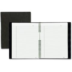 Blueline NotePro Hard Romanel Cover Notebook - Letter - 200 Sheets - Twin Wirebound - Ruled Margin - Letter - 8 1/2" x 11" - Black Cover - Pocket, Hard Cover, Index Sheet, Micro Perforated, Self-adhes