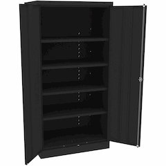 Tennsco Standard Black Storage Cabinet - 36" Width x 24" Depth x 72" Height - 5 x Shelf(ves) - 2 x Standard Door(s) - Heavy Duty, Adjustable Shelf, Locking Door, Hinged Door, Reinforced, Carrying Hand