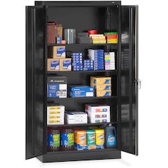 Tennsco Standard Black Storage Cabinet - 36" Width x 18" Depth x 72" Height - 5 x Shelf(ves) - 2 x Standard Door(s) - Heavy Duty, Adjustable Shelf, Locking Door, Hinged Door, Reinforced, Carrying Hand