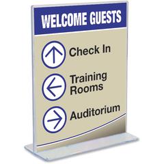 Deflecto Superior Image Double-Sided Sign Holder - Support 8.50" x 11" Media - Plastic - 1 Each - Clear