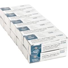 Business Source Jumbo Nonskid Paper Clips - Jumbo - Silver - Steel - 100/Box - 10 / Pack