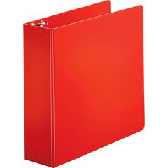 Business Source Basic Round Ring Binders - 3" Binder Capacity - Letter - 8 1/2" x 11" Sheet Size - Fastener: Round Ring - Vinyl - Red - 1.68 lb - No - 1 Each