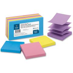 Business Source Reposition Pop-up Adhesive Notes - 3" Flag/Note Width x 3" Flag/Note Length - Square - Assorted - Removable, Repositionable, Solvent-free Adhesive - No - 12 / Pack