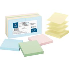 Business Source Reposition Pop-up Adhesive Notes - 3" Flag/Note Width x 3" Flag/Note Length - Square - Assorted Pastel - Removable, Repositionable, Solvent-free Adhesive - No - 12 / Pack