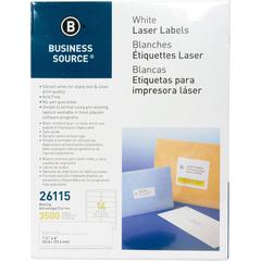 Business Source Bright White Premium-quality Address Labels - 1 1/3" Width x 4" Length - Permanent Adhesive - Rectangle - Laser, Inkjet - White - 14 / Sheet - 250 Total Sheets - 3500 / Pack