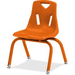 Jonti-Craft Berries Plastic Chair with Powder Coated Legs - Steel Frame - Four-legged Base - Orange - Polypropylene - 1 Each