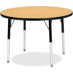 Jonti-Craft Berries Elementary Height Color Top Round Table - Laminated Round, Oak Top - Four Leg Base - 4 Legs - Adjustable Height - 15" to 24" Adjustment x 1.13" Table Top Thickness x 36" Table Top 