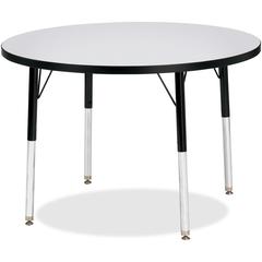 Jonti-Craft Berries Elementary Height Color Edge Round Table - Black Round, Laminated Top - Four Leg Base - 4 Legs - Adjustable Height - 24" to 31" Adjustment x 1.13" Table Top Thickness x 36" Table T