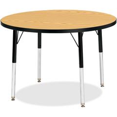 Jonti-Craft Berries Adult Height Color Top Round Table - Black Oak Round, Laminated Top - Four Leg Base - 4 Legs - Adjustable Height - 24" to 31" Adjustment x 1.13" Table Top Thickness x 36" Table Top