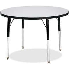 Jonti-Craft Berries Adult Height Color Edge Round Table - Black Round, Laminated Top - Four Leg Base - 4 Legs - Adjustable Height - 24" to 31" Adjustment x 1.13" Table Top Thickness x 36" Table Top Di