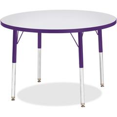 Jonti-Craft Berries Adult Height Color Edge Round Table - Laminated Round, Purple Top - Four Leg Base - 4 Legs - Adjustable Height - 24" to 31" Adjustment x 1.13" Table Top Thickness x 36" Table Top D