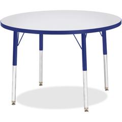 Jonti-Craft Berries Adult Height Color Edge Round Table - Blue Round, Laminated Top - Four Leg Base - 4 Legs - Adjustable Height - 24" to 31" Adjustment x 1.13" Table Top Thickness x 36" Table Top Dia