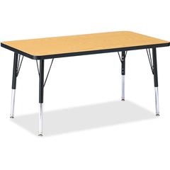 Jonti-Craft Berries Elementary Height Color Top Rectangle Table - Black Oak Rectangle, Laminated Top - Four Leg Base - 4 Legs - Adjustable Height - 15" to 24" Adjustment - 36" Table Top Length x 24" T