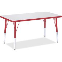 Jonti-Craft Berries Elementary Height Gray Top Rectangular Table - Gray Rectangle, Laminated Top - Four Leg Base - 4 Legs - Adjustable Height - 15" to 24" Adjustment - 36" Table Top Length x 24" Table