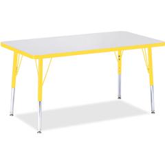 Jonti-Craft Berries Elementary Height Color Edge Rectangle Table - Gray Rectangle Top - Four Leg Base - 4 Legs - Adjustable Height - 15" to 24" Adjustment - 36" Table Top Length x 24" Table Top Width 