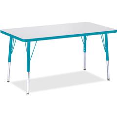 Jonti-Craft Berries Elementary Height Color Edge Rectangle Table - Gray Rectangle Top - Four Leg Base - 4 Legs - Adjustable Height - 15" to 24" Adjustment - 36" Table Top Length x 24" Table Top Width 