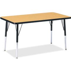 Jonti-Craft Berries Adult Height Color Top Rectangle Table - Black Oak Rectangle, Laminated Top - Four Leg Base - 4 Legs - Adjustable Height - 24" to 31" Adjustment - 36" Table Top Length x 24" Table 