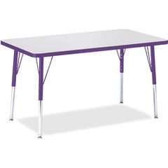 Jonti-Craft Berries Adult Height Color Edge Rectangle Table - Laminated Rectangle, Purple Top - Four Leg Base - 4 Legs - Adjustable Height - 24" to 31" Adjustment - 36" Table Top Length x 24" Table To