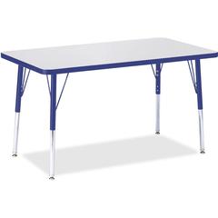 Jonti-Craft Berries Adult Height Color Edge Rectangle Table - Blue Rectangle, Laminated Top - Four Leg Base - 4 Legs - Adjustable Height - 24" to 31" Adjustment - 36" Table Top Length x 24" Table Top 
