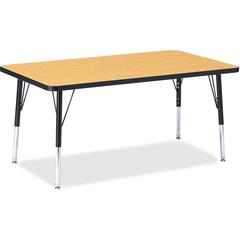 Jonti-Craft Berries Elementary Height Color Top Rectangle Table - Black Oak Rectangle, Laminated Top - Four Leg Base - 4 Legs - Adjustable Height - 15" to 24" Adjustment - 48" Table Top Length x 30" T