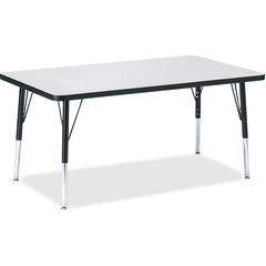 Jonti-Craft Berries Elementary Height Color Edge Rectangle Table - Black Rectangle, Laminated Top - Four Leg Base - 4 Legs - Adjustable Height - 15" to 24" Adjustment - 48" Table Top Length x 30" Tabl